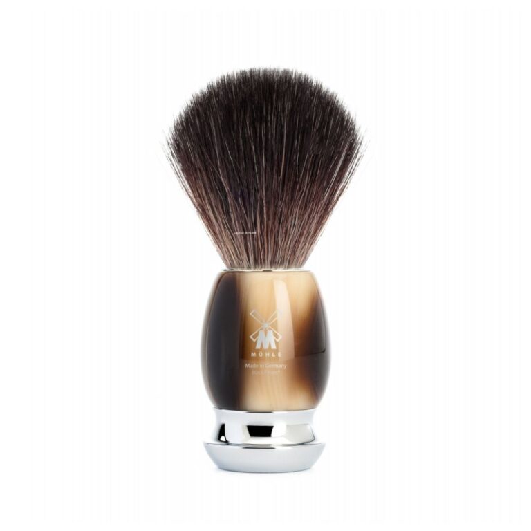MÜHLE – Veganer Rasierpinsel VIVO Black Fibre hornbraun